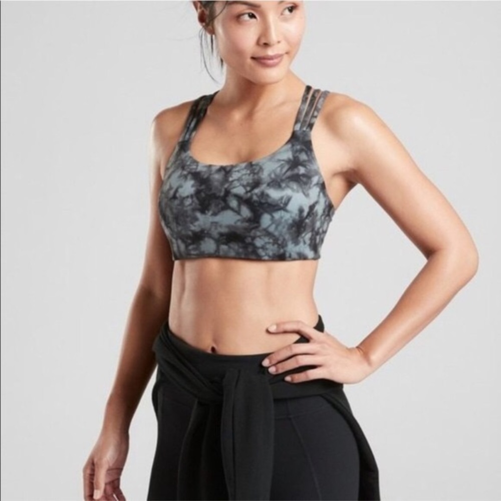 Athleta Black Tie-dye Hyper Focused Sports Bra XS